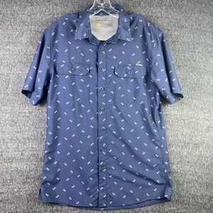 Eddie Bauer Fishing‎ Shirt Men's Tall Medium SS Blue Classic Fit Vented Utility